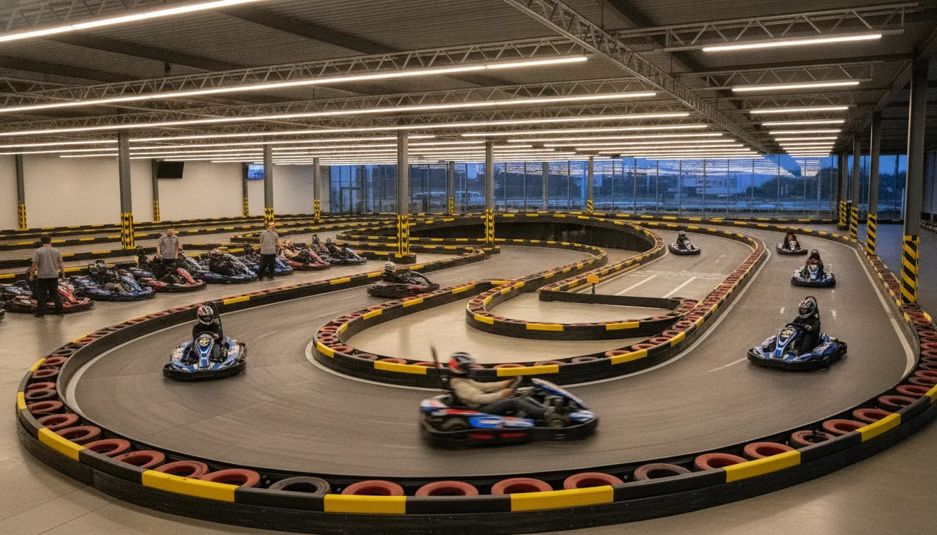 High performance electric go-karts operating on a commercial FEC track