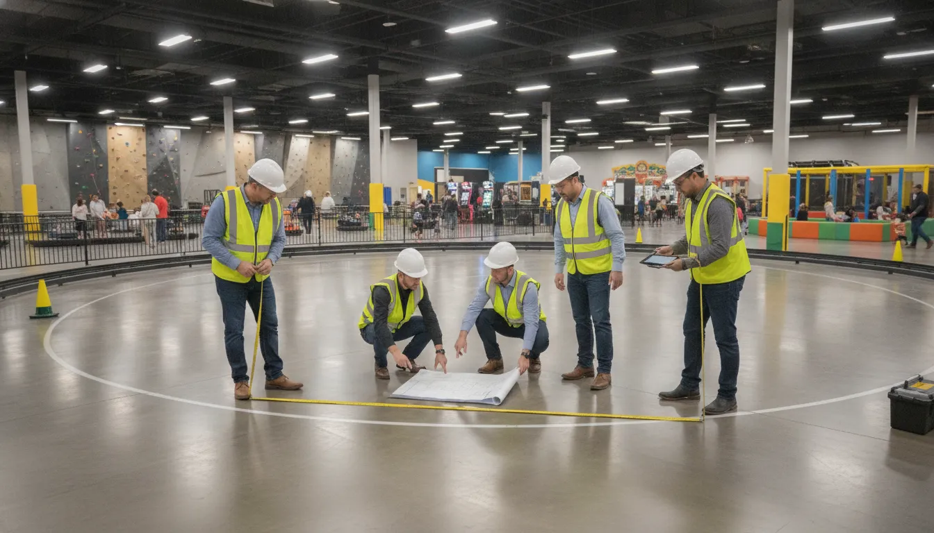 FEC team planning a commercial bumper car arena