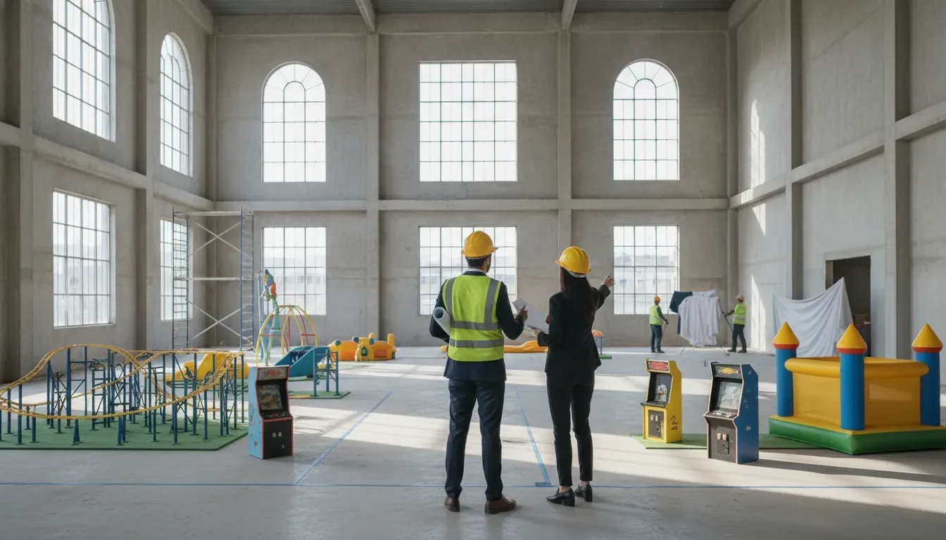 FEC operator and designer planning attraction placement in a commercial venue