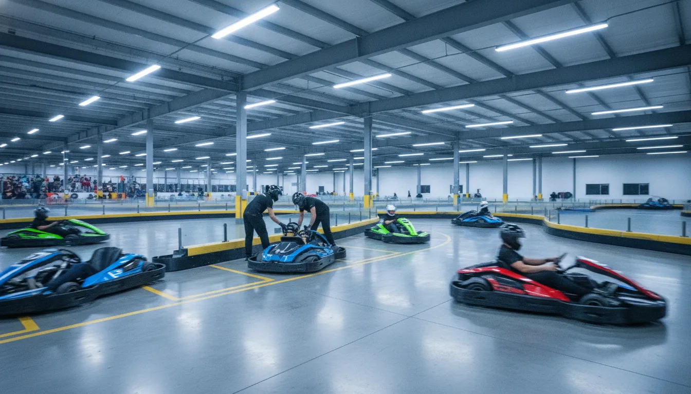 Commercial electric go-kart track for a ThunderVolt electric operating system